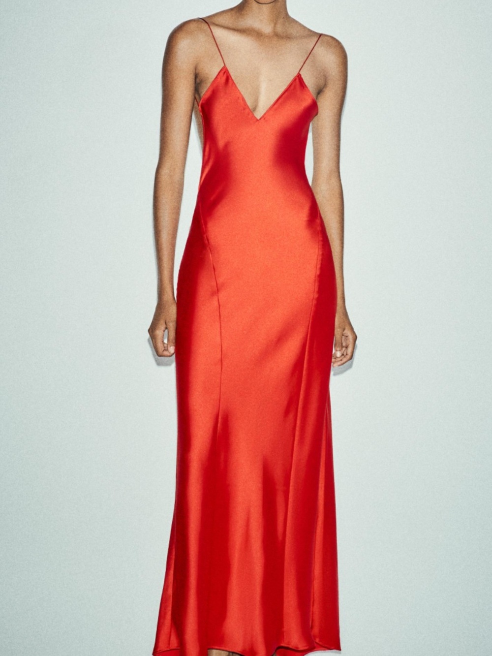 Zara Red Satin Strapless Slip Dress